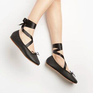Repetto Sophia Black Ballet Flats w/ Ribbon Wrap • NIB • EU 39